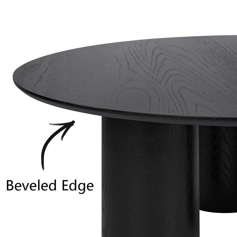 Table basse ronde 40 "à 3 pieds, Noir, noir, noir, noir