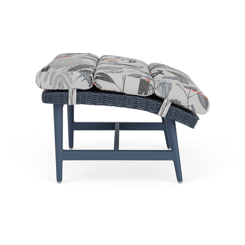 Cascade Outdoor Ottoman, Delicate Botanical Slate, Denim Blue