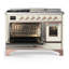 Majestic III Series 48 Inch Dual Fuel Range with 5 Sealed Burners, Griddle, Frenchtop in Glossy Black (Natural Gas, Burnished Trim)-1981615041-1981615046-1981615048