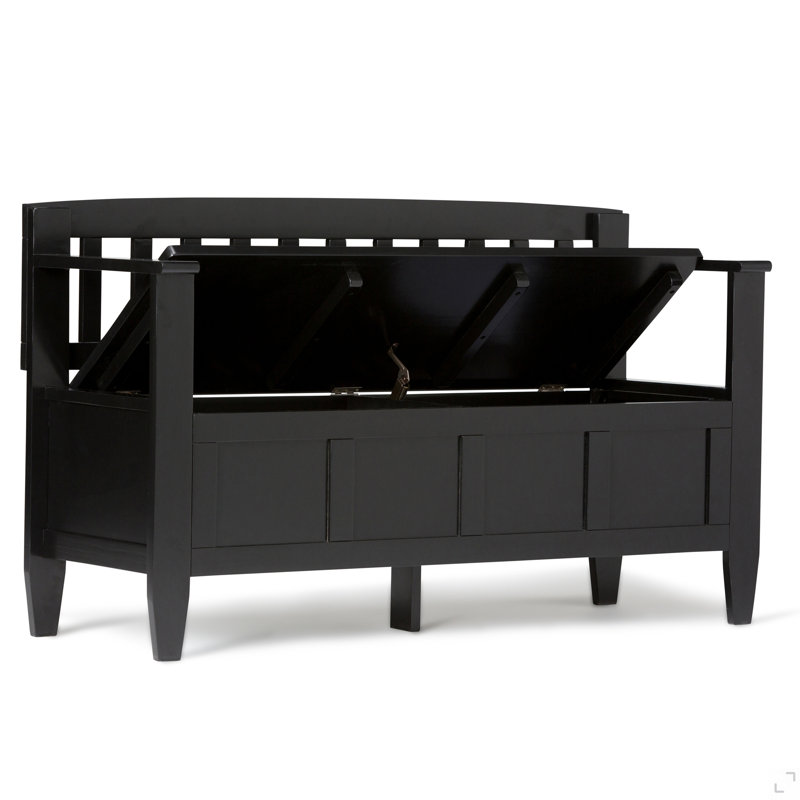 Wooden Storage Bench With Backrest, Black