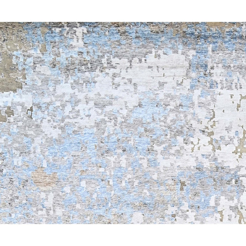 Hand Knotted Abstract Area Rug in Beige/Silver