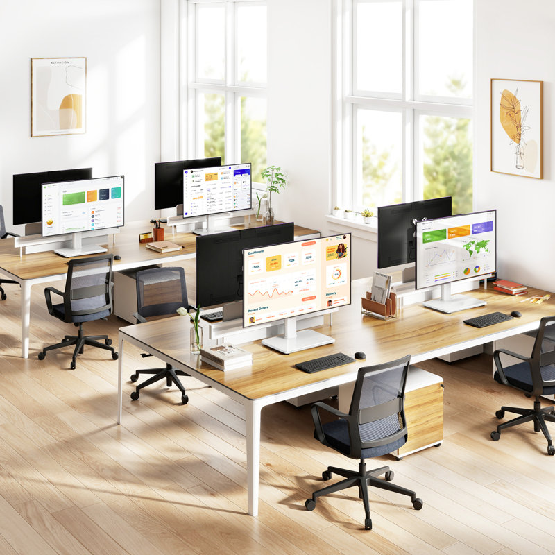 Meuble télé de bureau universel avec support pivotant, noir, Blanc, H 18,4 po x l 11,8 po x P 7,9 po