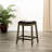 24" Counter Height Saddle Seat In Gray Finish And Black Leather - Comfortable, , Enhances Kitchen Or Bar Style Stool With Elegant, Look-651176420-651176422
