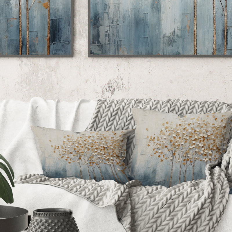 Coussin décoratif or et bleu V - Harmony Trees
