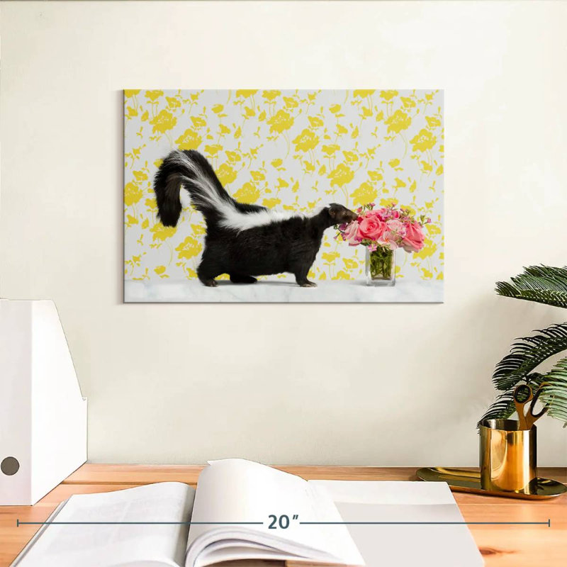 Skunk And Roses, 8" H x 12" W