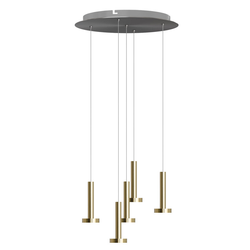 Luminaire suspendu cylindrique à 5 lumières Netice, Laiton