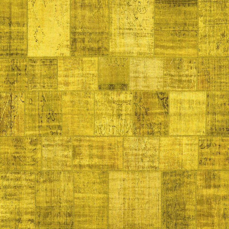Tapis contemporains jaunes lavables à la machine 434, Carré 5 pi