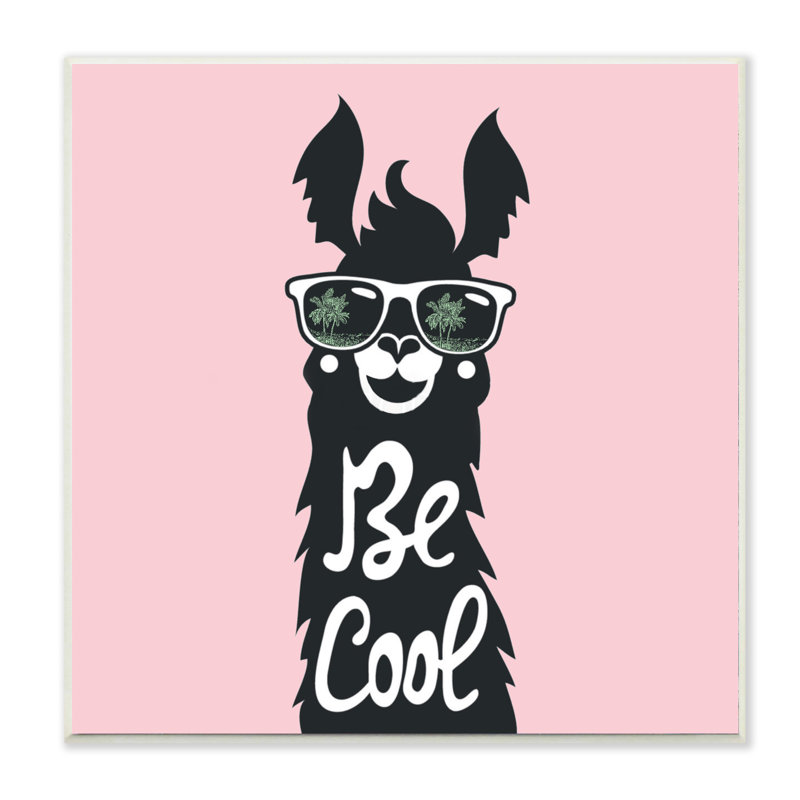 «Be Cool Llama with Sun lunettes», impression, H 12 po x l 12 po, Plaque de bois