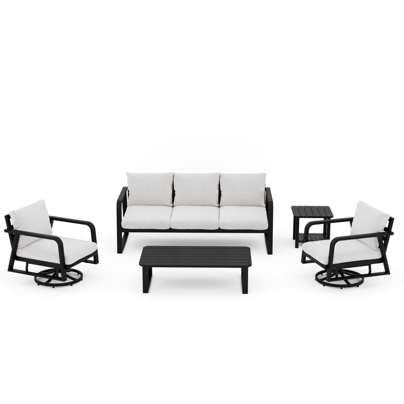 Un canapé trois places + deux chaises berçantes pivotantes + une grande table basse + une petite table basse-Line2