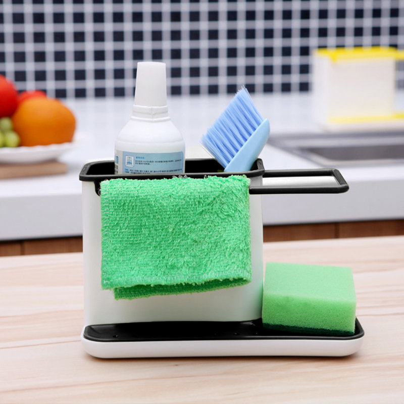 Genata Plastic Sink Caddy, Black/White