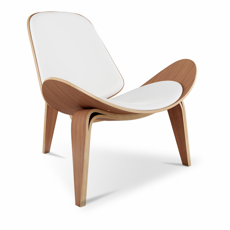 Modholic Arch Shell Chair, White - Real Leather, White Leather