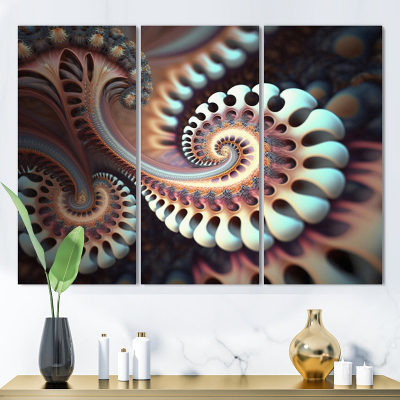 «Pastel Fractal Infinity II», reproduction sur toile 3 pièces, H 28 po x l 36 po x P 1 po, Toile tendue