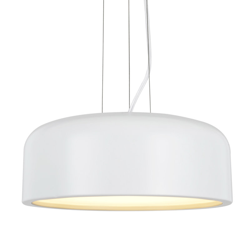 Luminaire suspendu tambour simple à 1 lumière Lowndesboro, Blanc