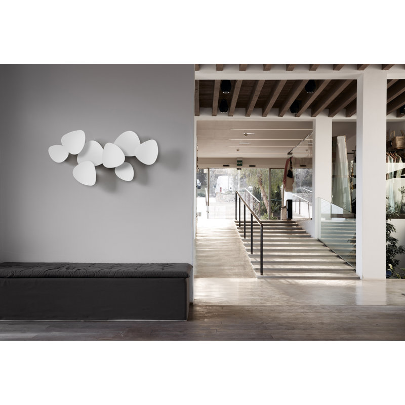 Tria Set 8 LED Dimmable Wall Lamp, White Satin Lacquer