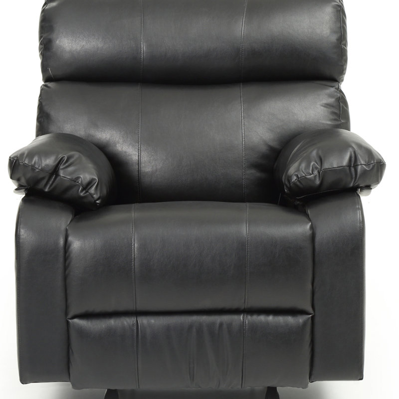 Furniture Manny G533-RC Rocker Recliner, Black Faux Leather