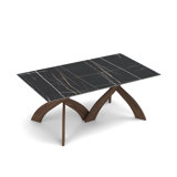 Entwine - Rectangular 48IN x 84IN Macchia Vecchia Stone Top Table - Natural Walnut Finish