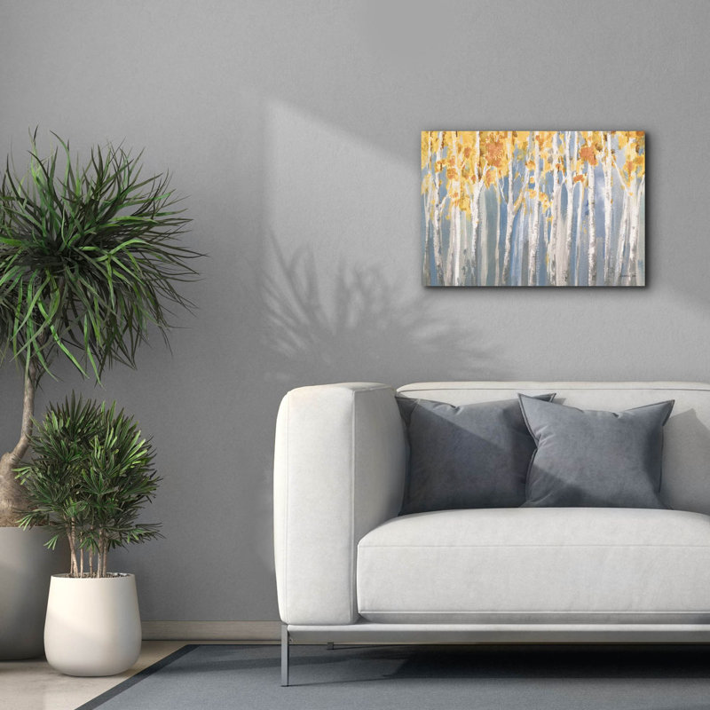 «Golden Birches Spice» par Danhui Nai, art mural sur toile, H 18 po x l 26 po