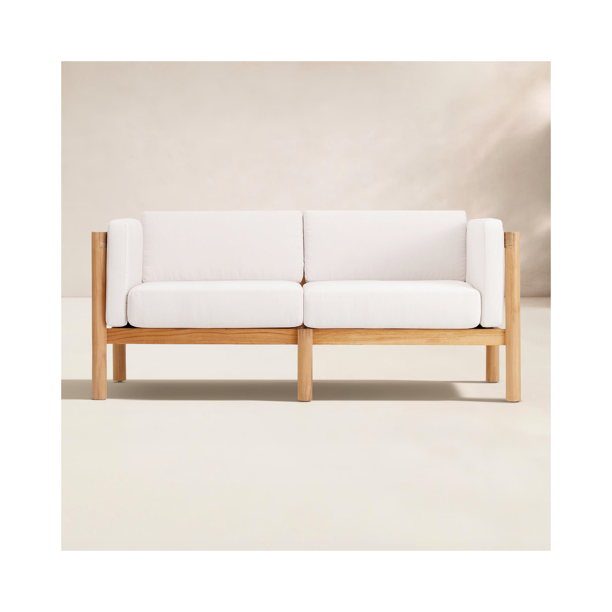 Haven Teak Outdoor Sofa with Sunbrella Cushions, Sunbrella Canvas