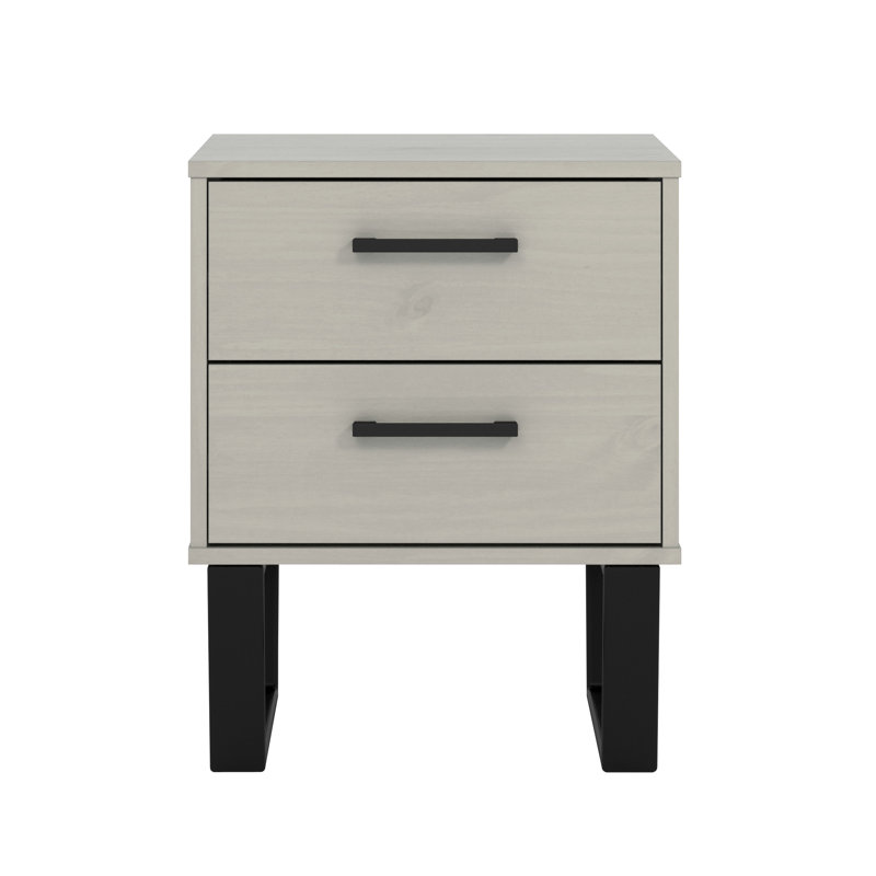 Errik 2 Drawer Bedside Cabinet, industrial design, End table, Side Table, Grey