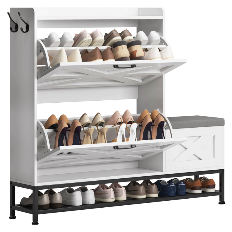 Armoire à chaussures, armoire à chaussures d'entrée de maison, armoire de rangement pour balcon d'entrée, étagère à chaussures de grande capacité, blanc