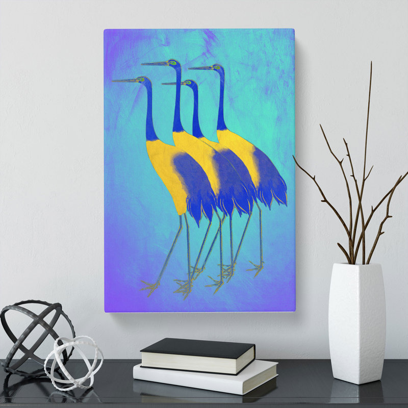 Golden Cranes - Wrapped Canvas, 91cm H x 60cm W x 3cm D