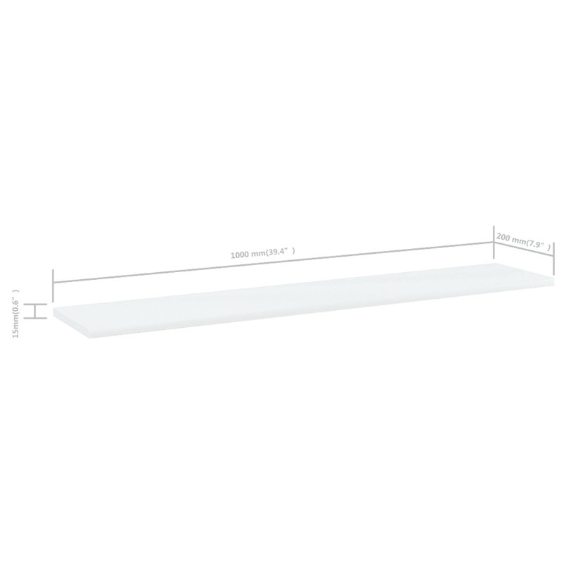 Cunane 1.5cm H Bookcase, White, 1.5cm H x 100cm W x 20cm D