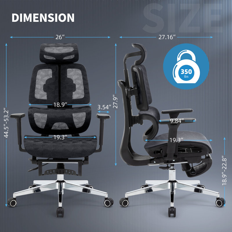 Ergonomic Dual Back Office Chair With 4D Adjustable Armrest And Back Tilt