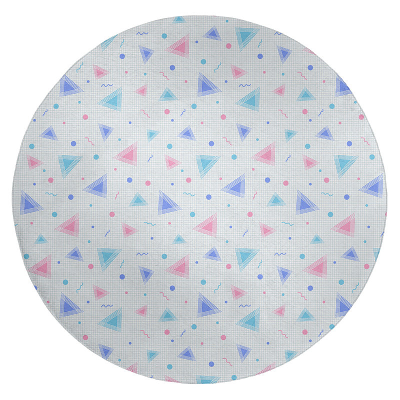 Chenille Geometric Indoor Rug, Round 5'