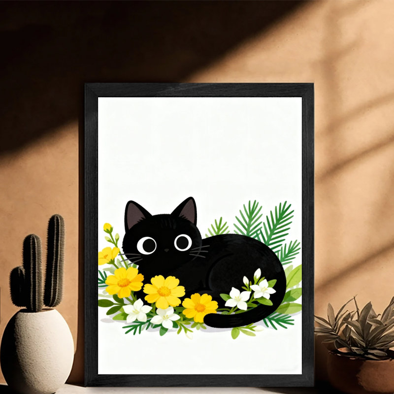 Reproduction d'art encadré noir rétro, H 37 po x l 25 po
