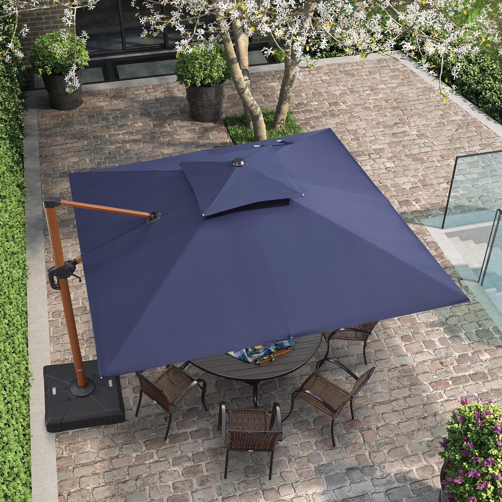 Waddell 10' Cantilever Umbrella, Navy Blue