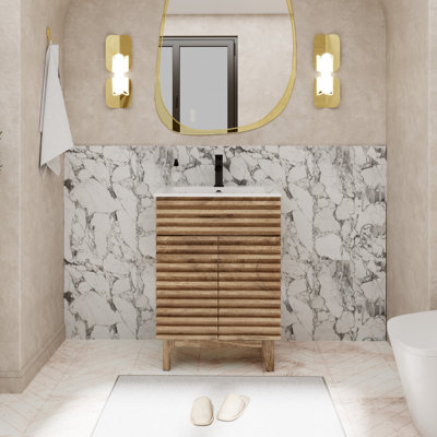 Ensemble de meuble-lavabo simple autoportant 24 po avec comptoir en céramique Marilyse
