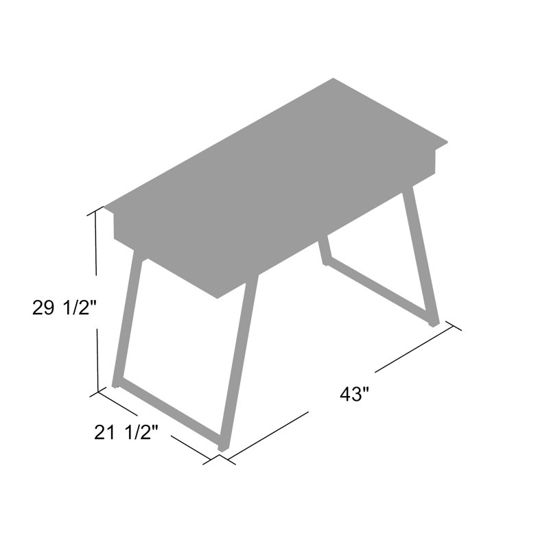 Glass Top Metal Base Writing Desk