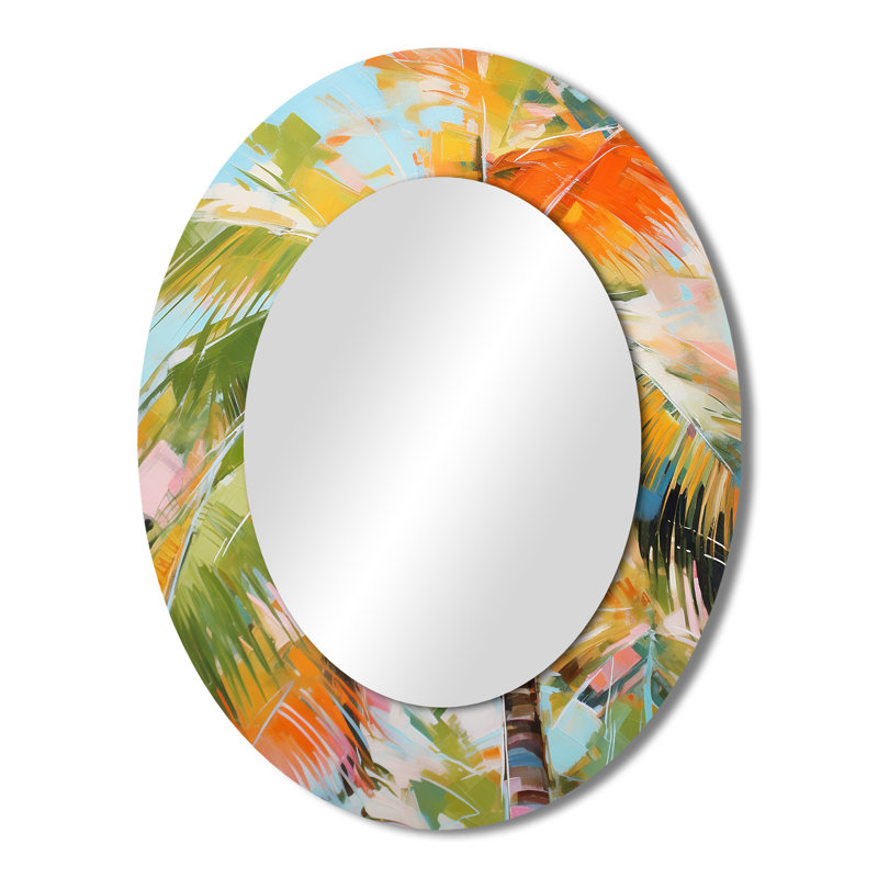 Palm Trees Palm VII - Multi-Color Oval Wall Mirror Decor, 43" x 33"