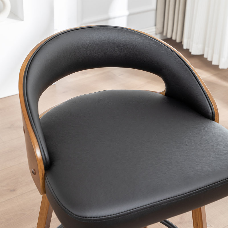 Swivel Yes Upholstered Faux Leather Bar Stool, Black, Counter Stool (63.5cm Seat Height)