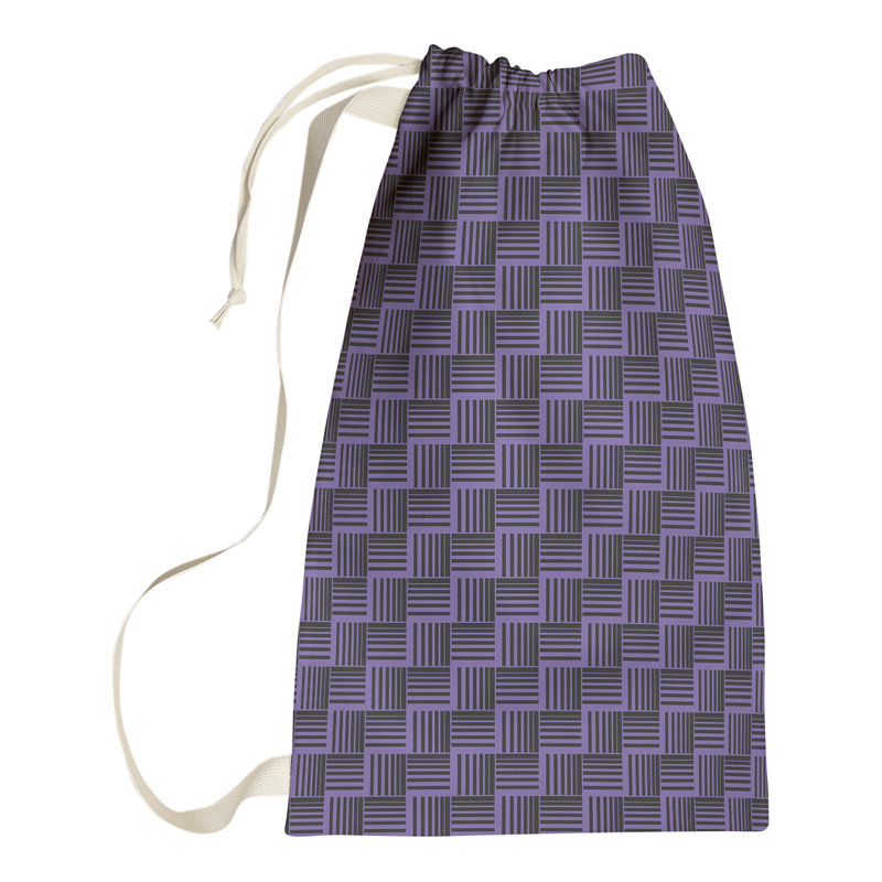 Jaya Fabric Laundry Bag with Handles, 29" H x 18" W x 1.5" D, Purple/Black