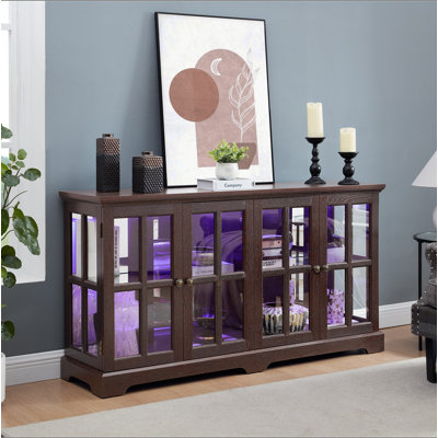 Magnifique vitrine antique en cerisier avec tablettes réglables et éclairage à DEL