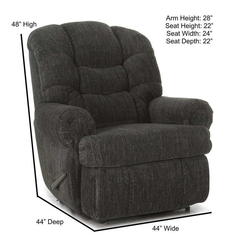 Ridan Upholstered Recliner, Gray 100% Polyester