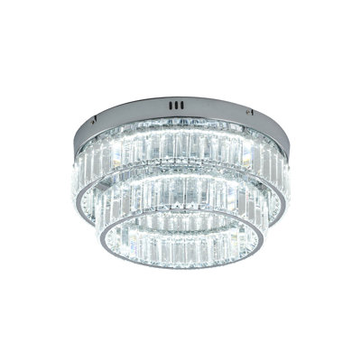 Plafonnier encastré 2 lumières DEL à intensité variable avec cristaux transparents