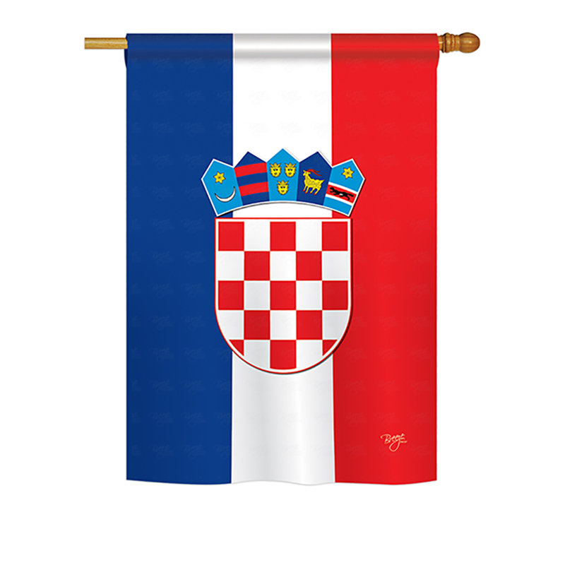 Drapeau croate en polyester pour maison / jardin, H 18,5 po x l 13 po