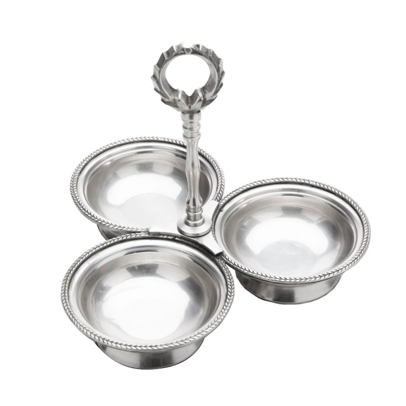 Antique Silver 3 Dish Server