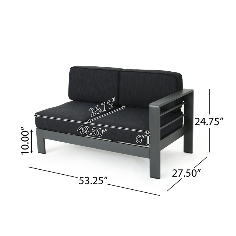 Ensemble de conversation modulaire 4 pièces avec coussins Caggiano