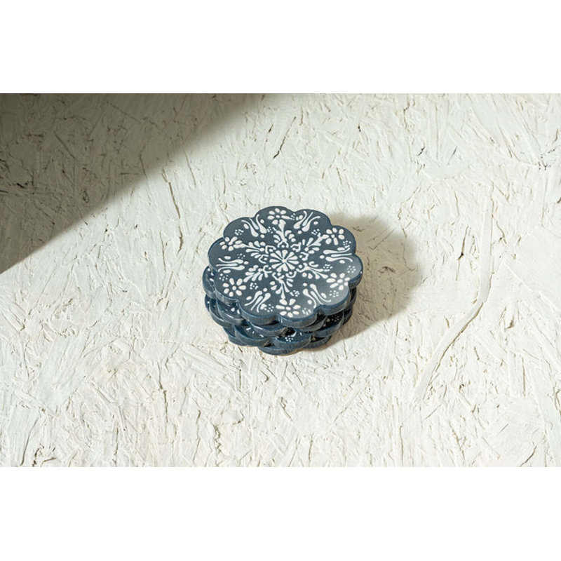 Hand Painted Ceramic Ceramic Coaster, Gray
