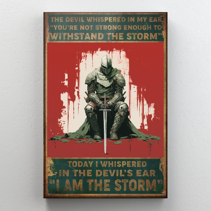 Jaquese Warrior I Am The Storm - 1 pièce, reproduction d'art graphique sur toile tendue, H 14 po x l 11 po x P 1,25 po