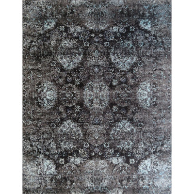 Oriental Area Rug in Silver