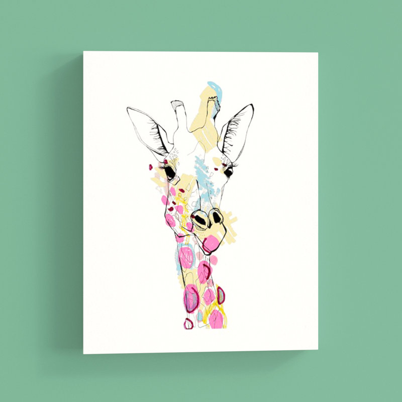 «Giraffe Color» par Casey Rogers - impression non encadrée, H 14 po x l 11 po x P 1 po