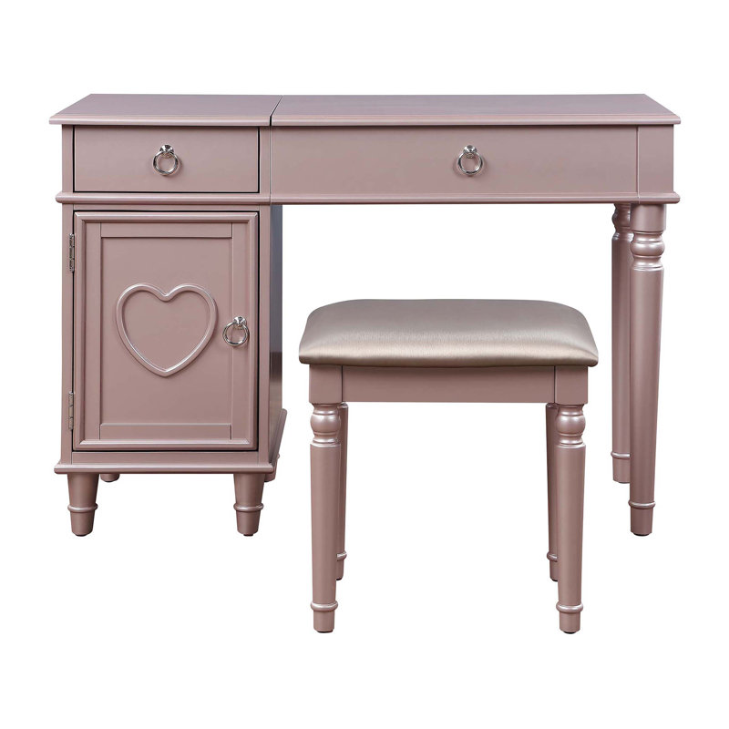 Meuble-lavabo l 42,6 po avec miroir rabattable et tabouret
