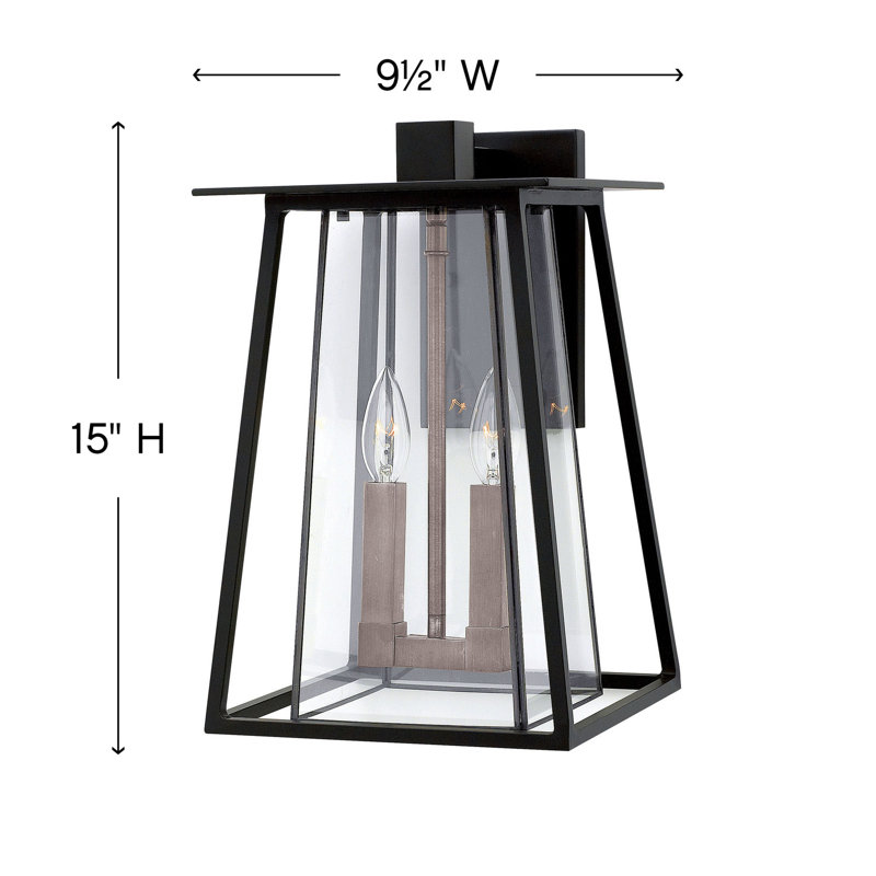 Walker 2-Light Outdoor Wall Lantern, Incandescent, Black/Brown