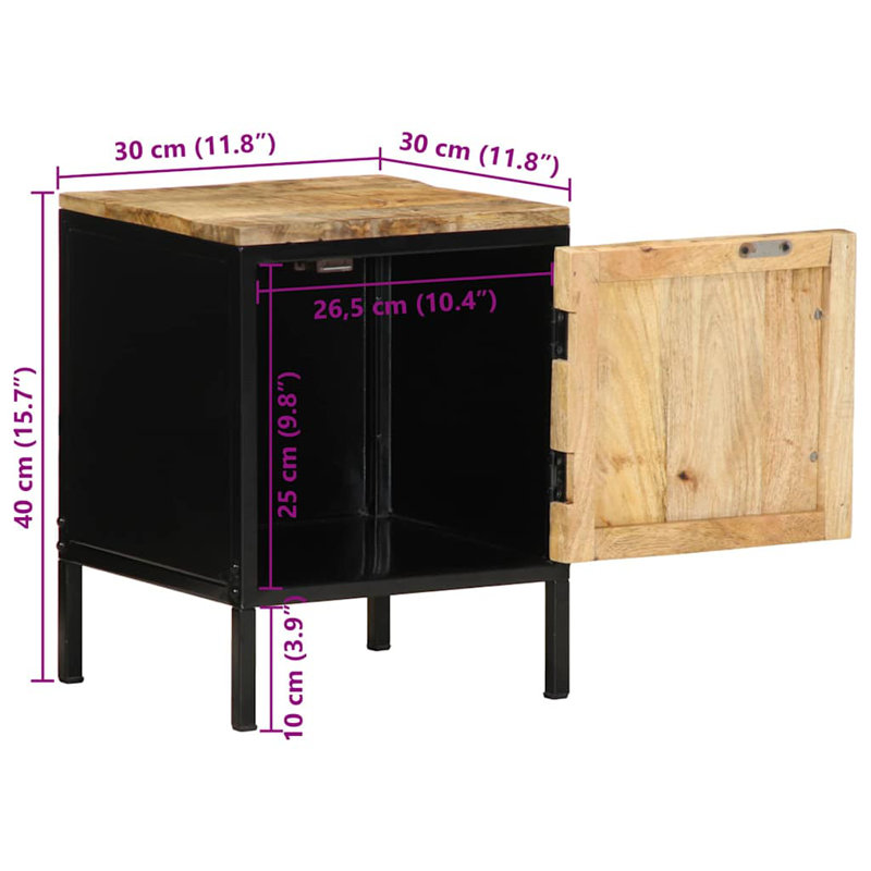 30cm W Metal Bedside Table