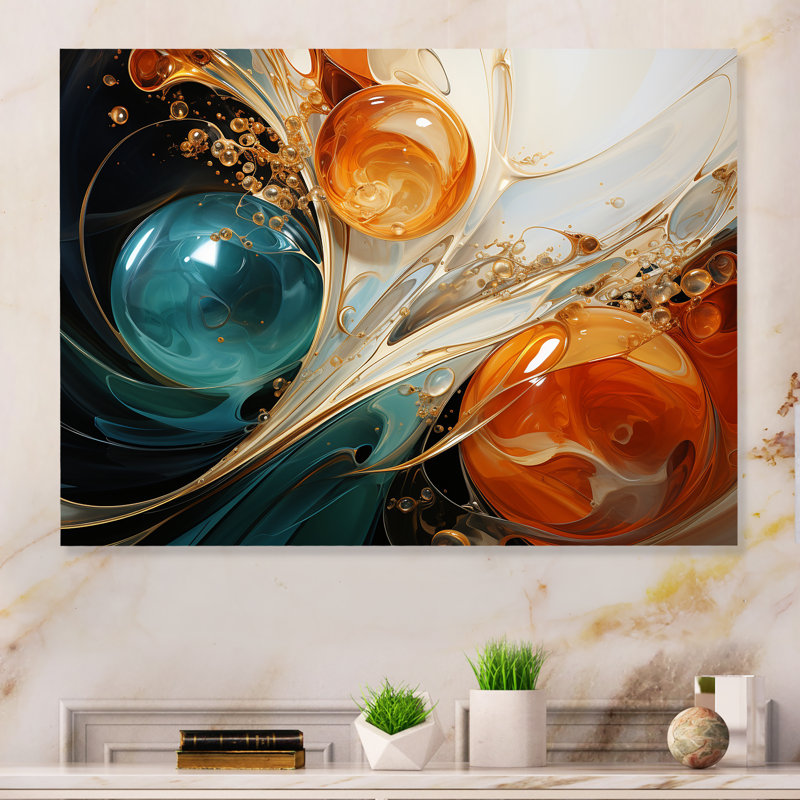 Encre blanche blanche, bleue et orange, tempête III - art mural abstrait en métal MT137148, H 30 po x l 40 po x P 1,5 po