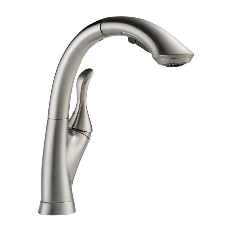 Linden Pull Out Touch Single Handle Kitchen Faucet with Accessories, Brilliance Stainless